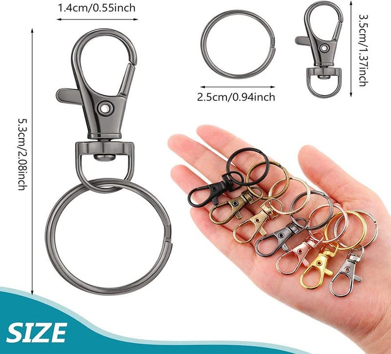 DIY Crafts Pack of 20 Pcs, Metalic Silver Colour, Swivel Lanyard Snap Hook with Key Rings, Metal Hooks Keychain Hooks for Lanyard Key Rings C (Pack of 20 Pcs, Metalic Silver Colour) - Image 4