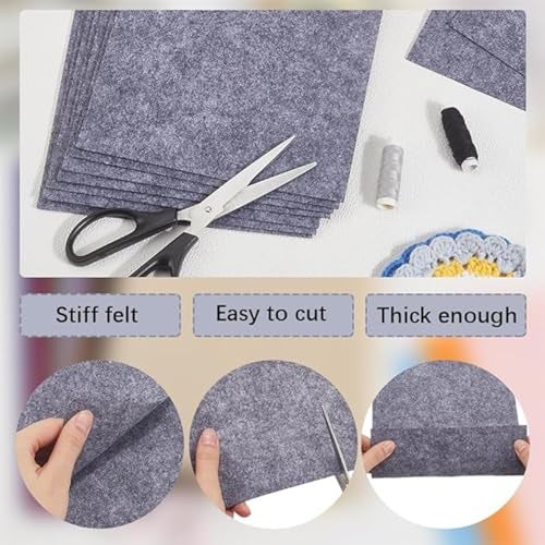 CANVASS Solid 40 pcs Non Woven Felt Fabric 1mm Thickness Polyester Cloth Felts DIY Bundle for Sewing Dolls Crafts15x15cm, Multicolour - Image 4