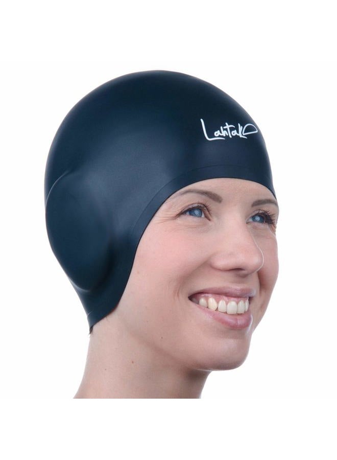 Lahtak Swim Caps Ear Protection 3D - Swimming Cap for Women Men - Silicone Swim Cap Waterproof - Fits Long Hair & Short - Adult Swim Cap - Youth Swim Cap - Swim Hats - Image 1