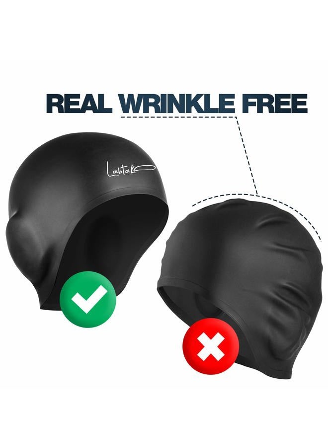 Lahtak Swim Caps Ear Protection 3D - Swimming Cap for Women Men - Silicone Swim Cap Waterproof - Fits Long Hair & Short - Adult Swim Cap - Youth Swim Cap - Swim Hats - Image 5