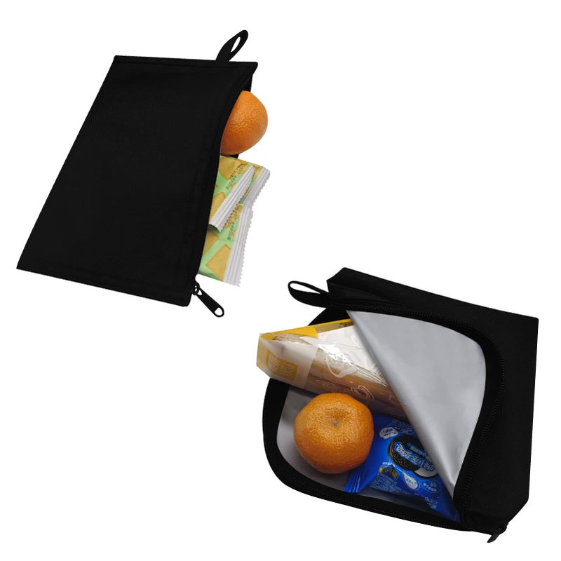 Moyad Reusable Sandwich Snack Bags 2 Pack Zipper Lunch Pouches Dishwasher Safe  BPA Free Compact Food Storage for Work Travel Picnic Black