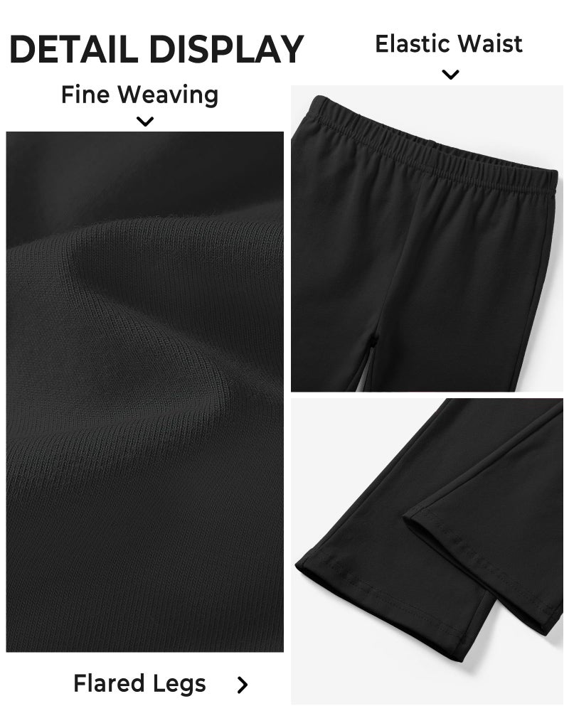 BOOPH Girls Flare Leggings Kids High Waist Bell Bottom Pants Casual Cotton Leggings for Teen Girls 7-8 Years Black - Image 5