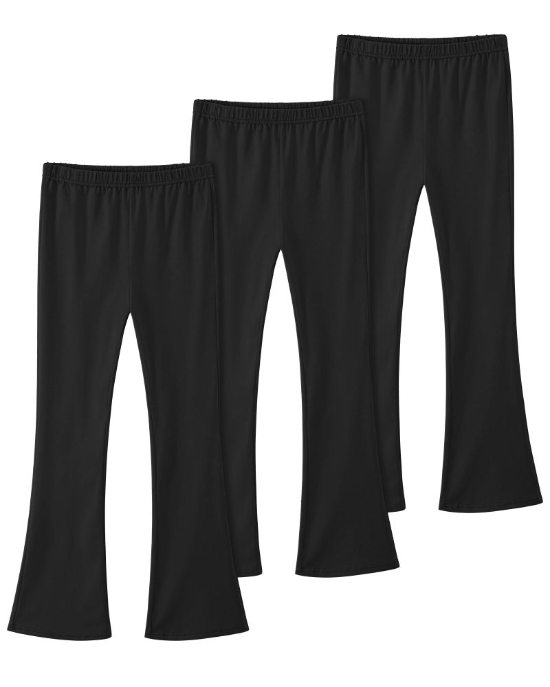BOOPH Girls Flare Leggings Kids High Waist Bell Bottom Pants Casual Cotton Leggings for Teen Girls 7-8 Years Black - Image 1