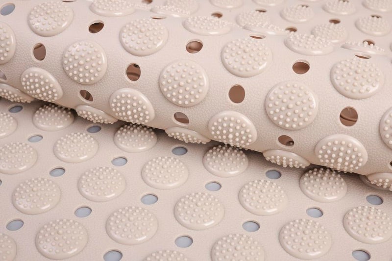 HaRvic HaRvic Anti Skid Bath mat with Foot Scrubber for Bath Room Shower mat with Suction Cups Drain Holes Silicone Floor mat for Kids Adults Beige  - Image 3