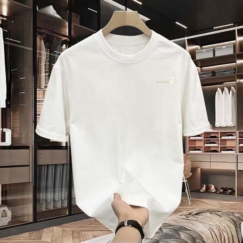 2024 Dragon Summer Versatile Printed Short-Sleeved T-Shirt Men'S Youth Slim Casual Bottoming Shirt Thin Top - Image 1