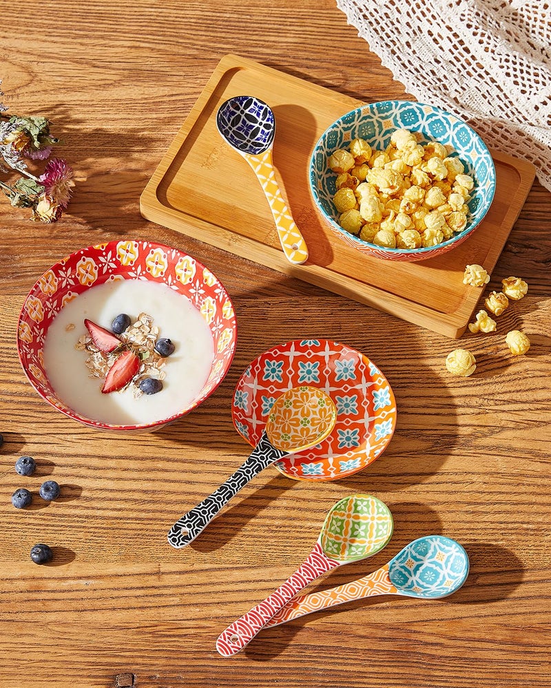 Metahom Ceramic Small Serving Spoons Colorful Soup Spoons Set for Cereal Soups Stews Ramen Dishwasher Microwave Safe Cute Porcelain Spoons Set of 6 - Image 5