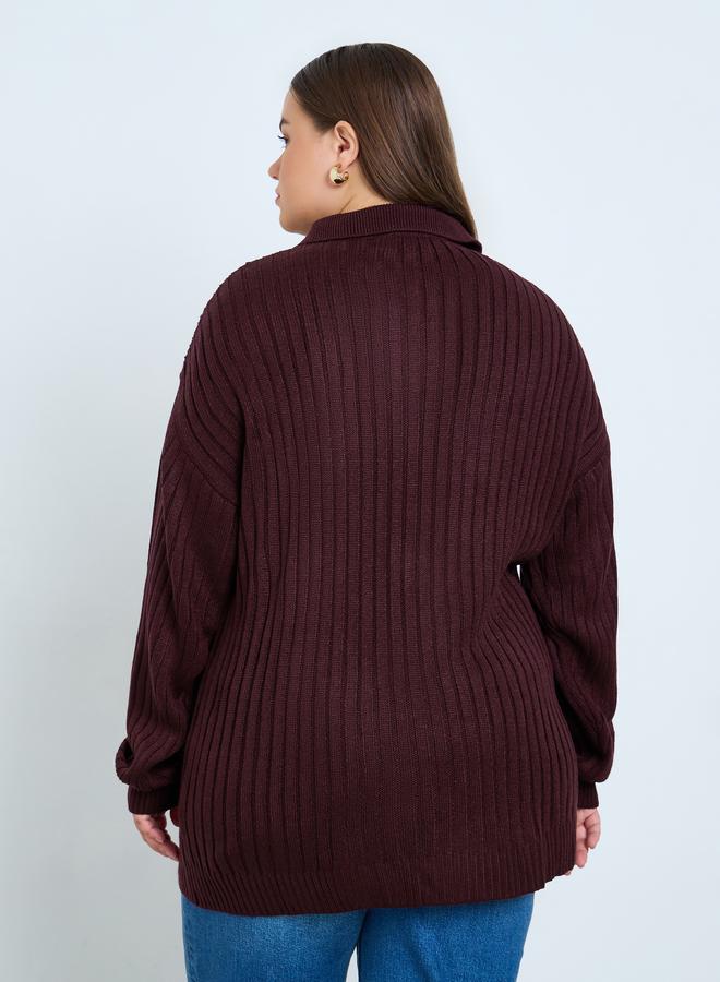 Styli Plus Size Regular Fit Ribbed Knit Sweater - Image 4