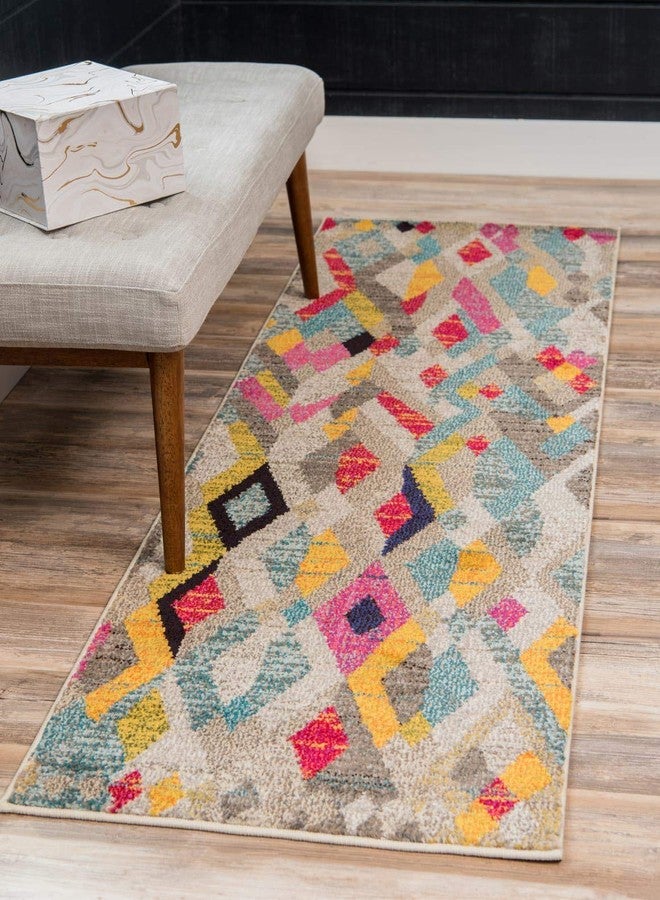 Unique Loom Sedona Collection Southwestern, Distressed, Over-Dyed, Modern, Tribal, Abstract Area Rug (2' 2 x 6' 7 Runner, Multi/Beige) - Image 1