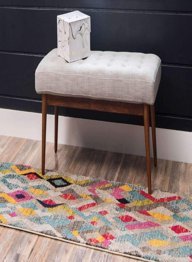 Unique Loom Sedona Collection Southwestern, Distressed, Over-Dyed, Modern, Tribal, Abstract Area Rug (2' 2 x 6' 7 Runner, Multi/Beige) - Image 2