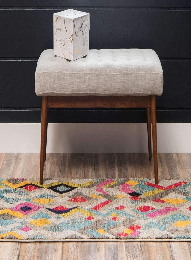 Unique Loom Sedona Collection Southwestern, Distressed, Over-Dyed, Modern, Tribal, Abstract Area Rug (2' 2 x 6' 7 Runner, Multi/Beige) - Image 3