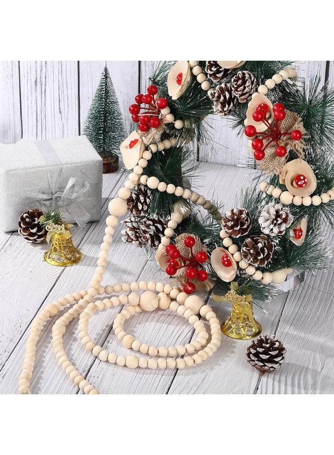Canlierr 12 Feet Christmas Wooden Beads Garland Round Craft Farmhouse Vintage Wood Bead Garlands for Xmas Decoration Supplies(Natural Color)  - Image 2