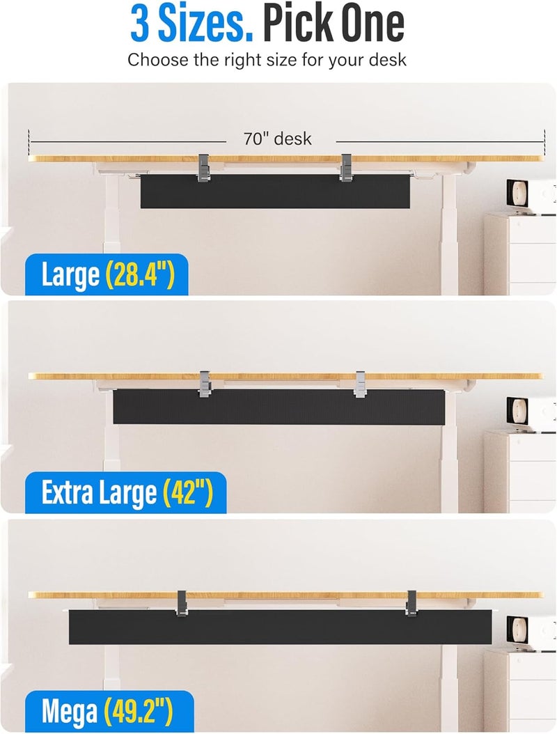Cinati [Upgraded] Large Under Desk Cable Management Tray, Cinati Cable Management Under Desk No Drill, 42" Fabric Cord Hider for Wire Organizer, Cord Organizer for Office, Home - Supports Up to 30lbs - Image 5