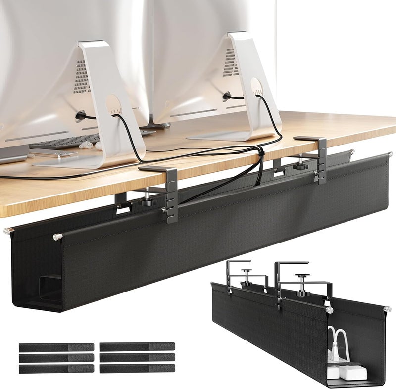 Cinati [Upgraded] Large Under Desk Cable Management Tray, Cinati Cable Management Under Desk No Drill, 42" Fabric Cord Hider for Wire Organizer, Cord Organizer for Office, Home - Supports Up to 30lbs - Image 1