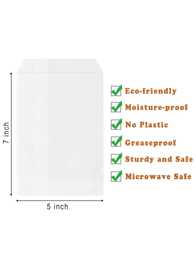 Oasisgalore 100-Pack 7x5x1” Grease-Resistant Wax Paper Bags for Bakery  - Image 2
