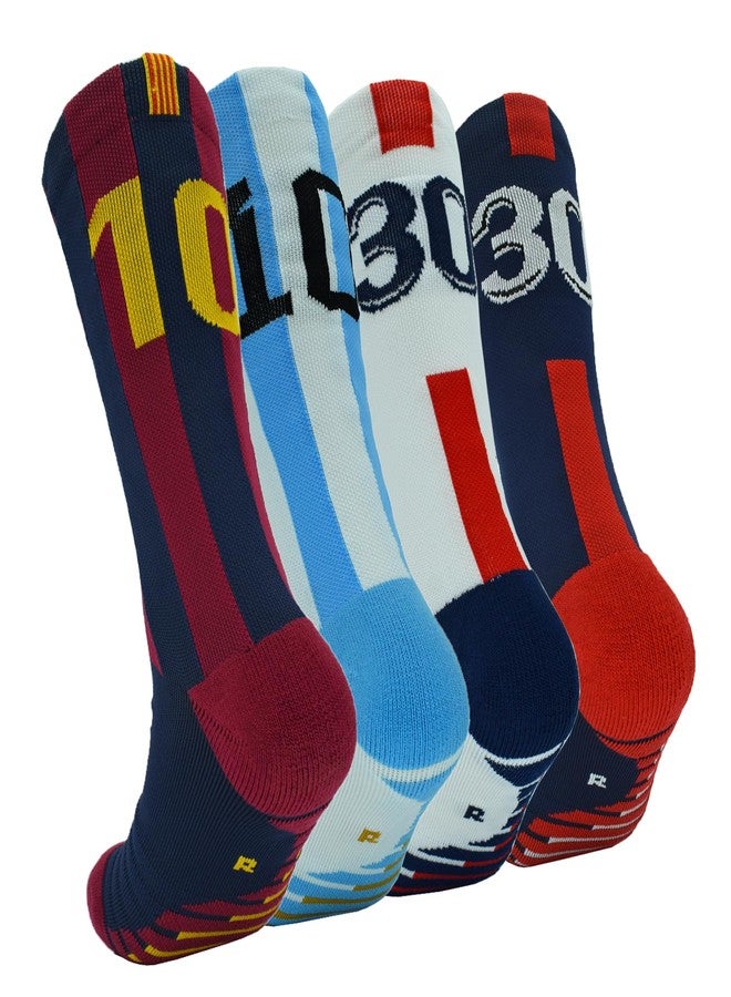 Fraobbg 4Pairs Men's Athletic Crew Socks Thick Protective Sport Cushion Elite Basketball Soccer Compression Towel Socks 7-13 (Multi-4) - Image 1