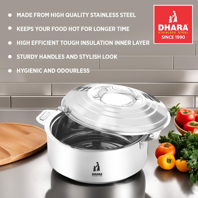 Dhara Stainless Steel Dhara Stainless Steel 8000 Ultra Insulated Double Walled Roti Server 6400ml Capacity Airtight Leak Proof Stainless Steel Thermoware Insulated Hot And Warm Chapati Casserole Ideal For Gifting  - Image 3