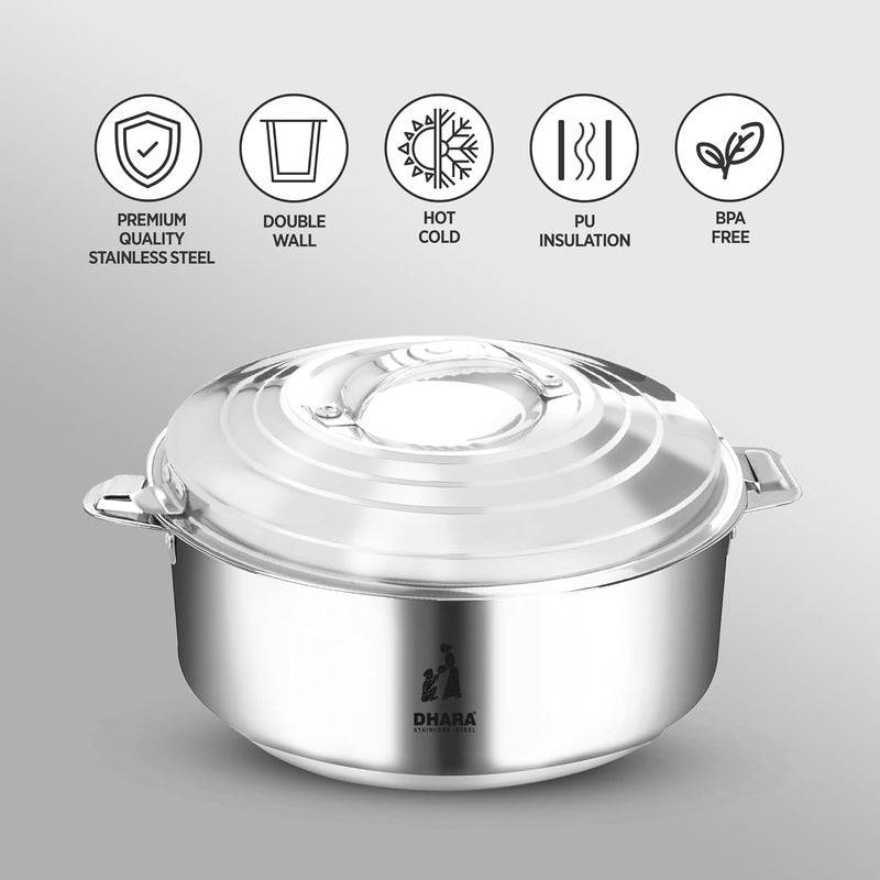 Dhara Stainless Steel Dhara Stainless Steel 8000 Ultra Insulated Double Walled Roti Server 6400ml Capacity Airtight Leak Proof Stainless Steel Thermoware Insulated Hot And Warm Chapati Casserole Ideal For Gifting  - Image 2