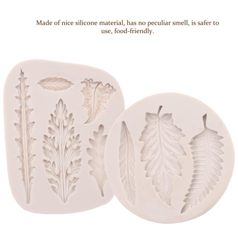 Food Grade Silicone Leaf Cake Molds Set Of 2 For Baking Chocolate Fondant Candy Decoration - Image 4