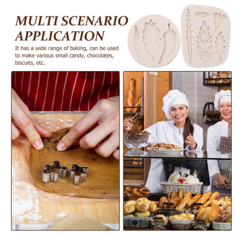 Food Grade Silicone Leaf Cake Molds Set Of 2 For Baking Chocolate Fondant Candy Decoration - Image 5