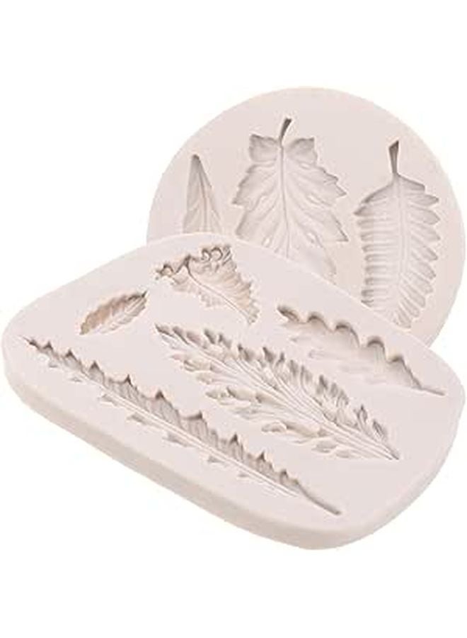 Food Grade Silicone Leaf Cake Molds Set Of 2 For Baking Chocolate Fondant Candy Decoration - Image 1