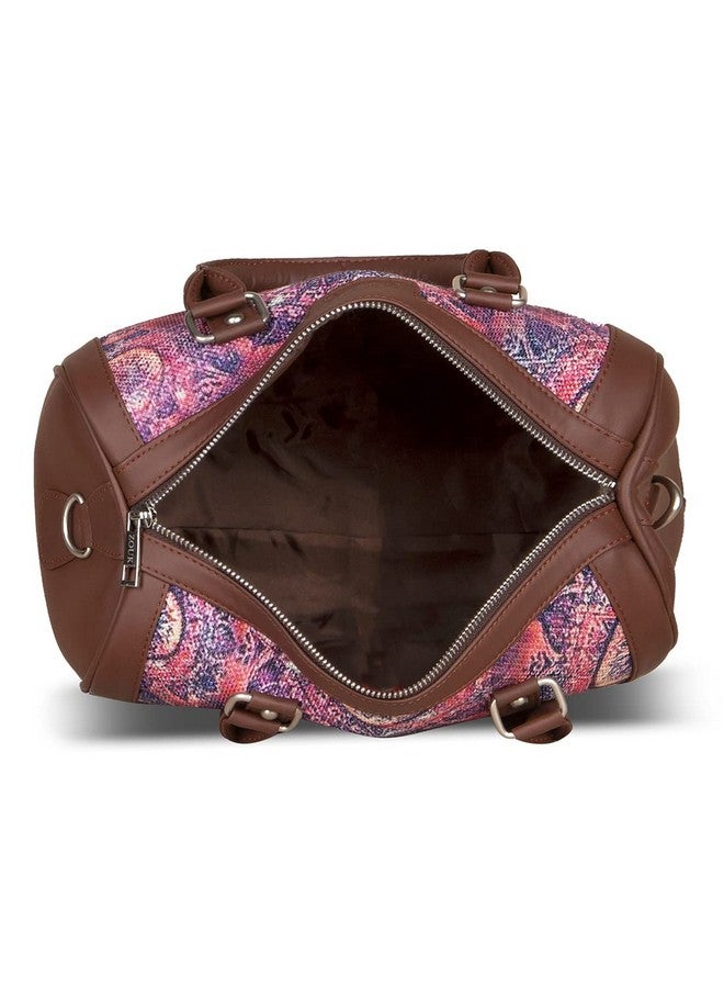 ZOUK Pink Graphic Printed Vegan Leather Handmade Women's Handbags with double handles and detachable Sling Strap - SpaceChakra - Image 5