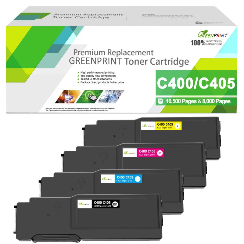 GREENPRINT Remanufactured Toner Cartridges C400 C405 Compatible for Xerox C400 C400n C400dn C405 C405n C405dn MFP Extra High Yield 10500 Pages for Black 8000 Pages for Cyan Magenta Yellow BKCMY
