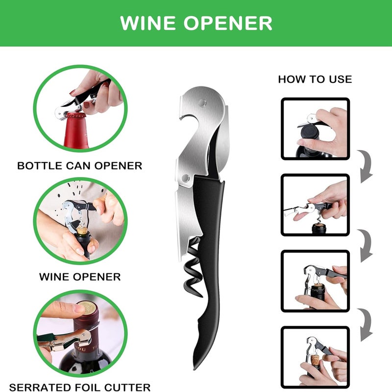 HUMANFUN Jar Opener for Weak Hands, Seniors with Arthritis, 5 in 1 Multi Function Bottle Opener Lid Opener For Arthritic Hands with Non Slip Rubber Jar opener Gripper Pad and Corkscrew Wine Opener(GREEN) - Image 5