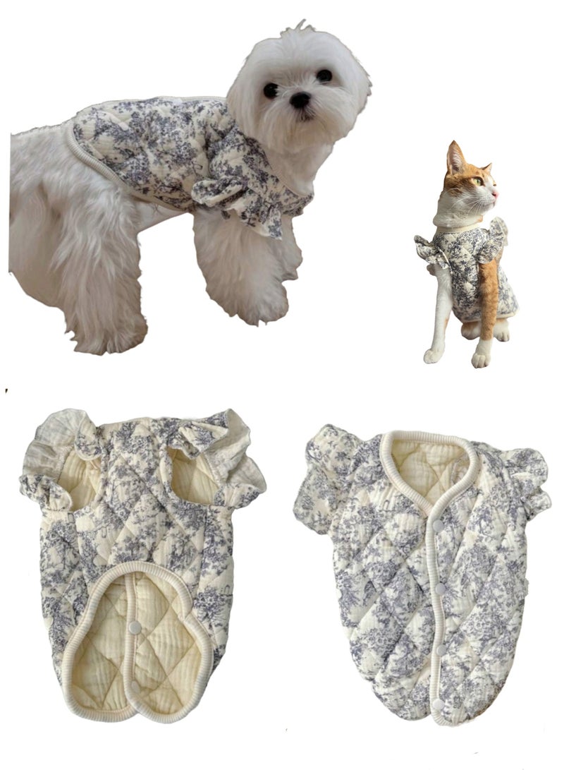 A.M Ink Style Wing Sleeve Pet Cotton Coat, Warm & Soft For Small Dogs & Cats In Autumn/Winter - Image 1