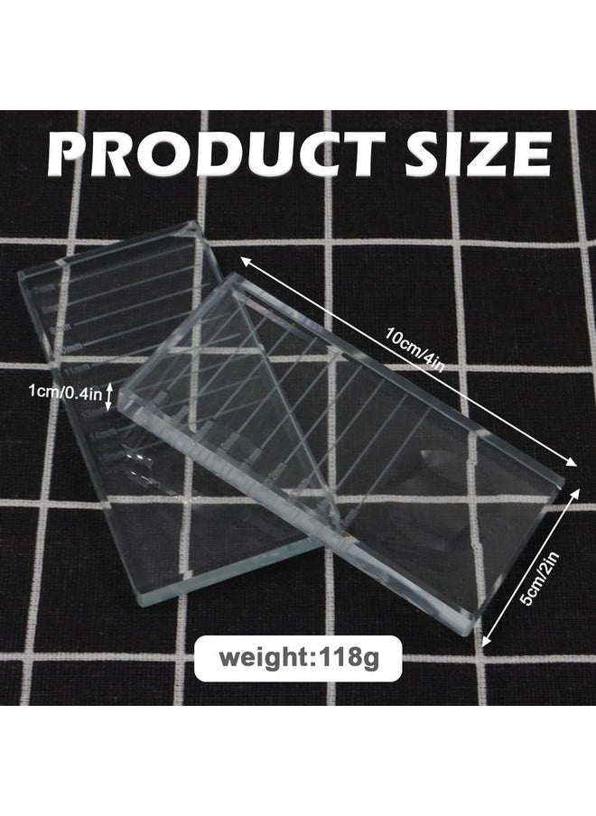 Huakaile - 2In1 Eyelash Extension Crystal Pallet, Glass False Lashes Stand Tray, Strip Tile Holder For Lashes Adhesive Glue, Nail Art Painting Color Toning Glass Board (2Pcs) - Image 1
