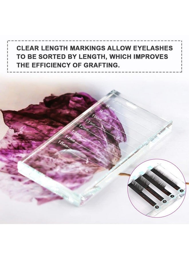 Huakaile - 2In1 Eyelash Extension Crystal Pallet, Glass False Lashes Stand Tray, Strip Tile Holder For Lashes Adhesive Glue, Nail Art Painting Color Toning Glass Board (2Pcs) - Image 1