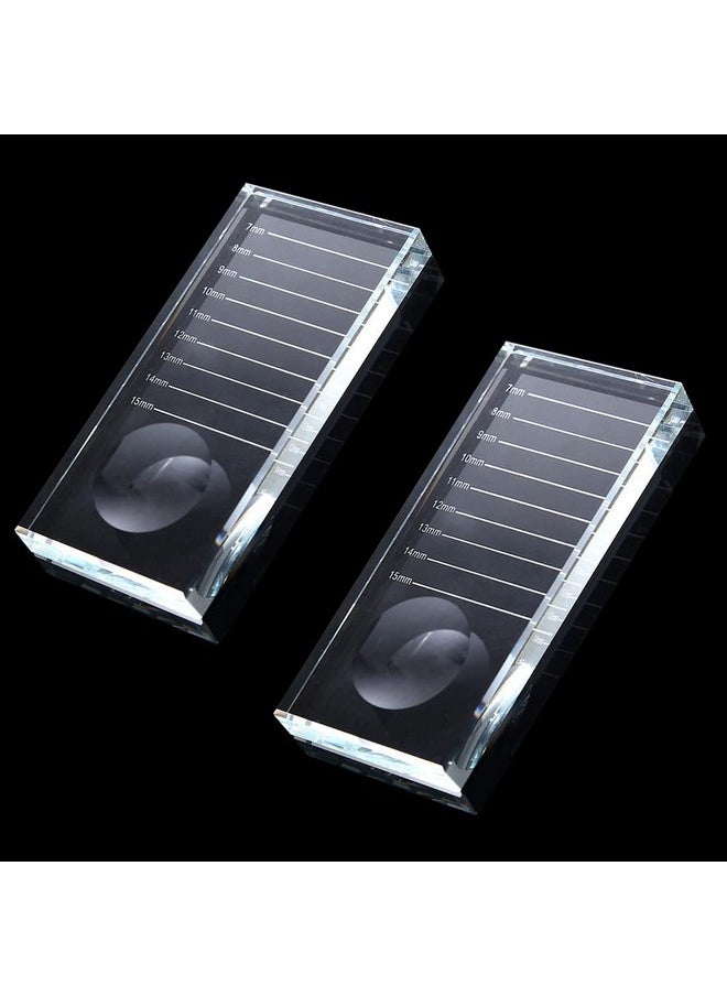 Huakaile - 2In1 Eyelash Extension Crystal Pallet, Glass False Lashes Stand Tray, Strip Tile Holder For Lashes Adhesive Glue, Nail Art Painting Color Toning Glass Board (2Pcs) - Image 1