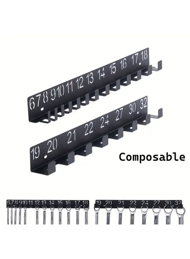 Black Metal Wrench Organizer Wall Mounted Storage Rack With Drawers 6 18 Model - Image 2