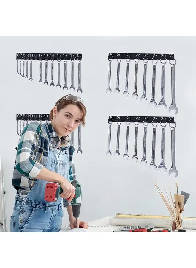 Black Metal Wrench Organizer Wall Mounted Storage Rack With Drawers 6 18 Model - Image 1