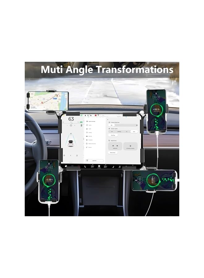 S-TOP Phone Mount, Strong Magnetic Car Mobile Phone Holder with Universal Compatibility for Model 3 Y, 360° Adjustable Rotating Stand for All 4 to 7.2 Inch Mobile Devices - Image 2