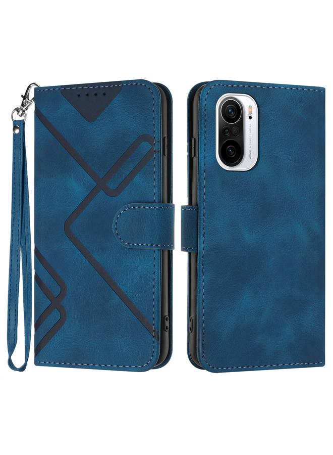 Case For Xiaomi Poco F3/11i/Redmi K40 Line Pattern Skin Feel Leather Phone Case