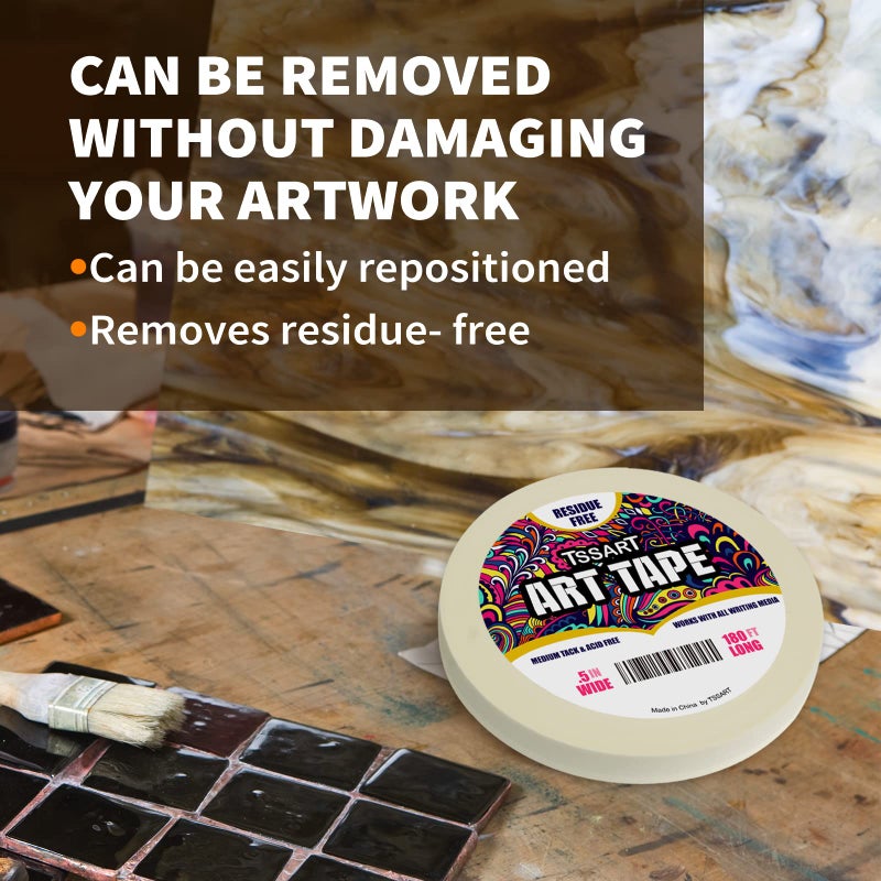 TSSART White Art Tape Medium Tack - Masking Artists Tape for Drafting Art Watercolor Painting Canvas Framing - Acid Free 1/2Inch/ 0.5inch Wide 180FT Long - Image 3