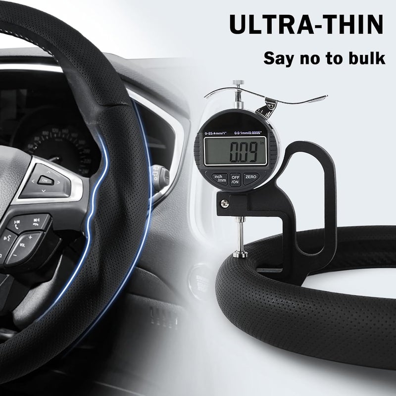 Aotoyou غطاء عجلة القيادة لسيارات Ford Fusion 2013-2020/ Edge 2015-2024، مزود بحماية إضافية (جلد أسود مثقوب) - Image 4