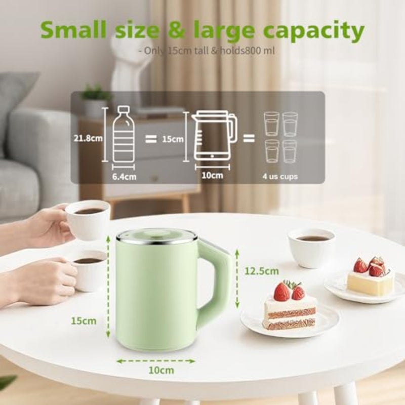 Portable water boiler for coffee and tea, stainless steel, black, 0.8L capacity with precise temperature control and auto shut-off - Image 2