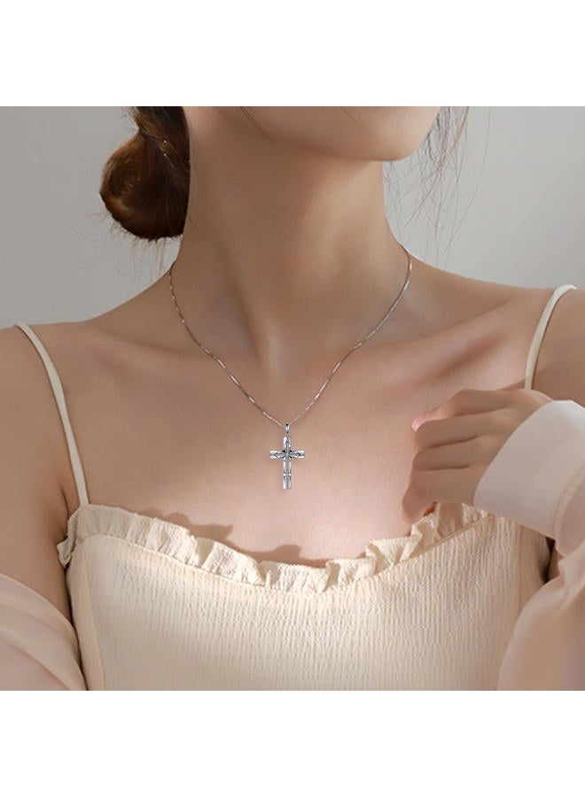 LUHE Cross Necklace Sterling Silver Cross Pendant Necklace Birthday Christmas Jewelry Gifts for Women Men Girls boys, Sterling Silver, No Gemstone - Image 4