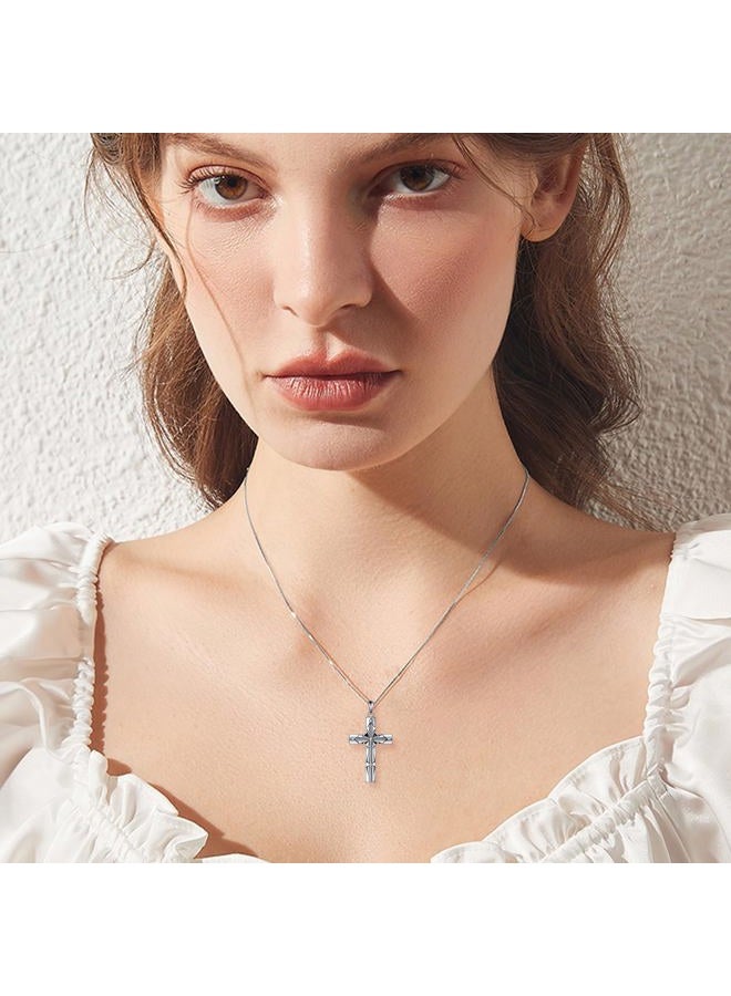 LUHE Cross Necklace Sterling Silver Cross Pendant Necklace Birthday Christmas Jewelry Gifts for Women Men Girls boys, Sterling Silver, No Gemstone - Image 5