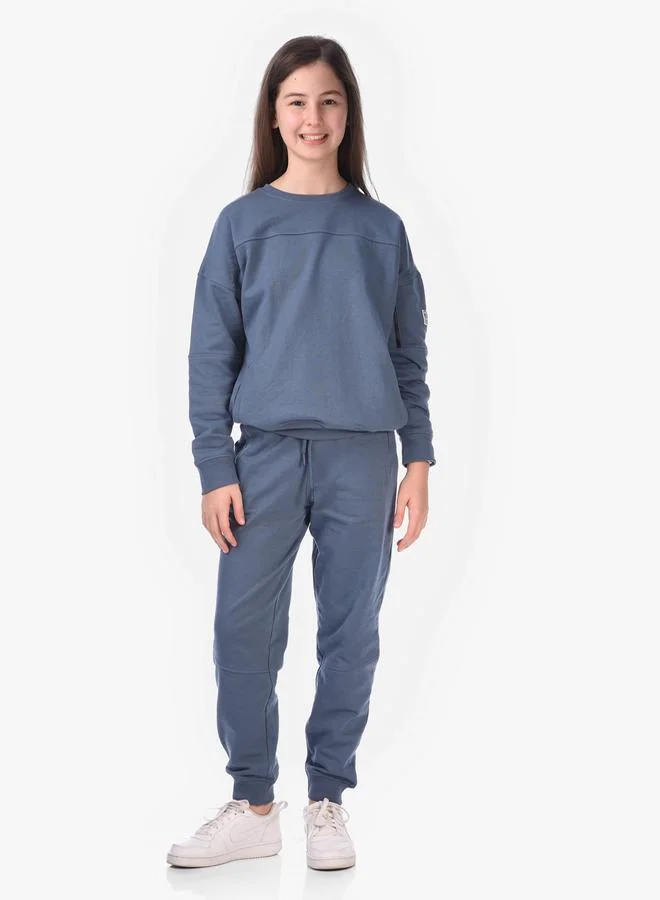 victor and jane Solid Round Neck Sweatshirt & Joggers Sets by Styli
