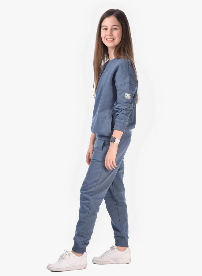victor and jane Solid Round Neck Sweatshirt & Joggers Sets by Styli