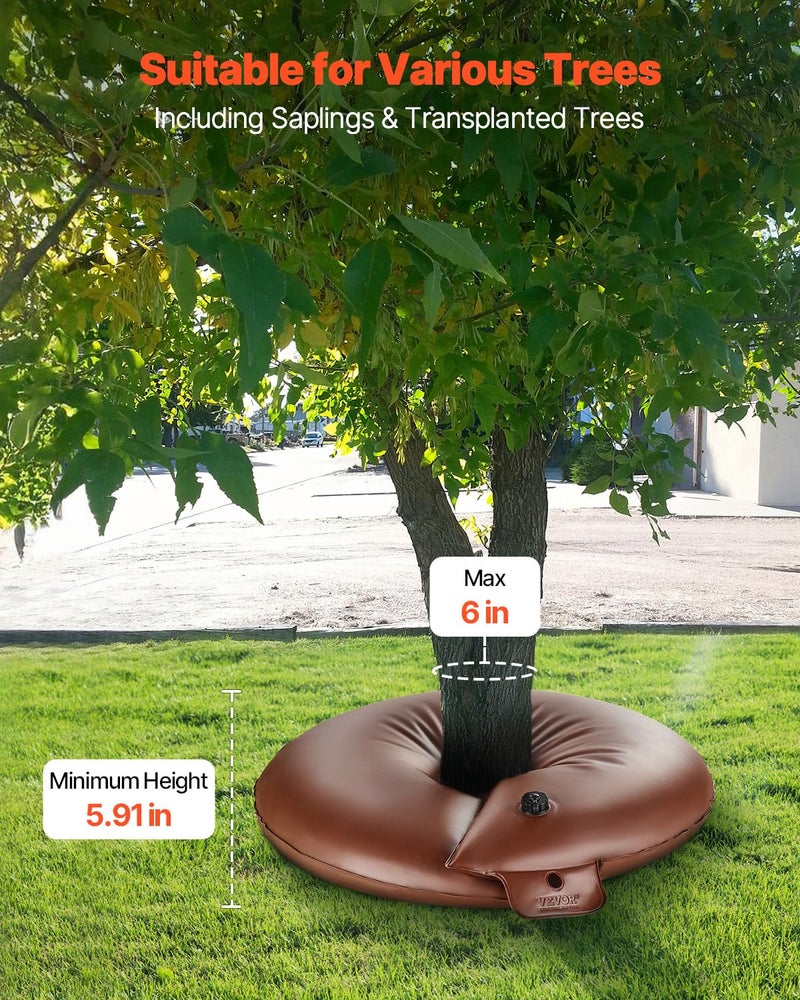 VEVOR Tree Watering Bags Slow Release, 4 Pack 16 Gallons Tree Watering Ring, Reusable Refillable Tree Irrigation Ring Water Bags, Heavy Duty Watering System for Shrub Tree Root Drip Irrigation - Image 4