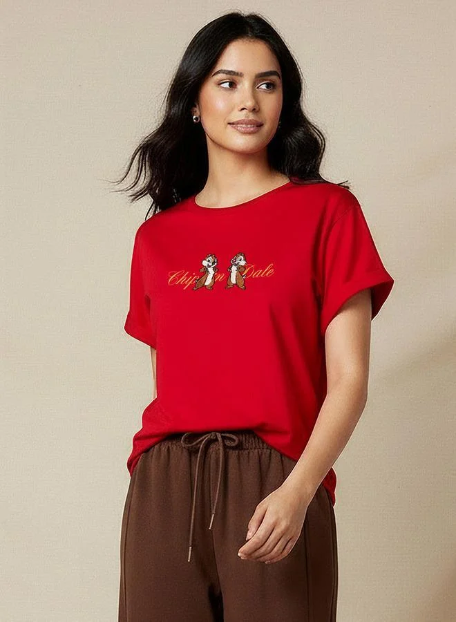 اس بي كاركترز T shirt with Chip 'n' Dale Embroidery