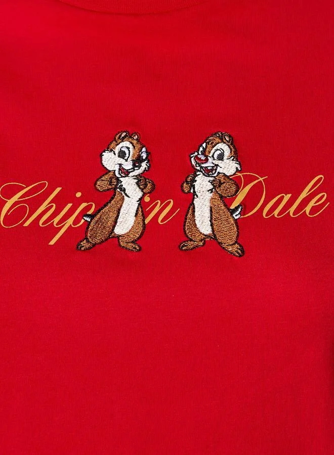 اس بي كاركترز T shirt with Chip 'n' Dale Embroidery
