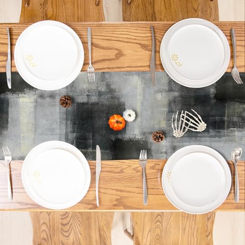 Winotic Black Grey Watercolor Table Runner 72 Inches Long, Art Abstract Modern Table Runners for Seasonal Decor Party Kitchen Dining Coffee Table Wedding Home, Machine Washable(13"x72", Black Grey) - Image 4