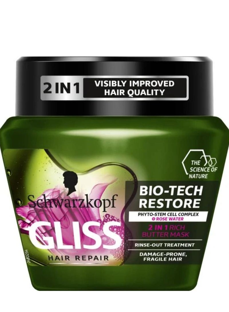 Schwarzkopf Gliss Bio-Tech Restore Rich Butter Mask Gentle and Shatterproof Hair Mask 300 ml