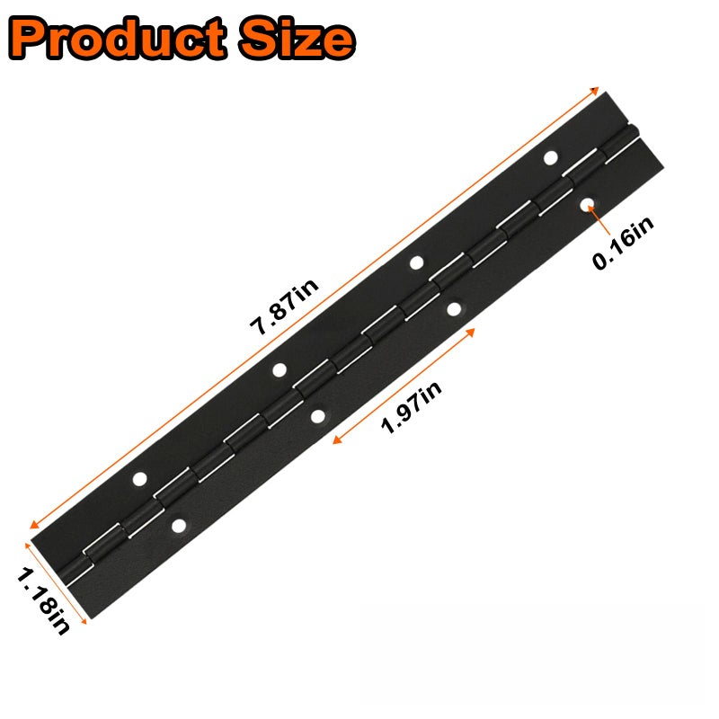 XHMAXE 6 Pcs Continuous & Piano Hinges 8Inch Black Piano Hinge For Cabinet Heavy Duty Stainless Steel 304 Continuous Folding Hinges For Doors Cabinets Window - Image 2