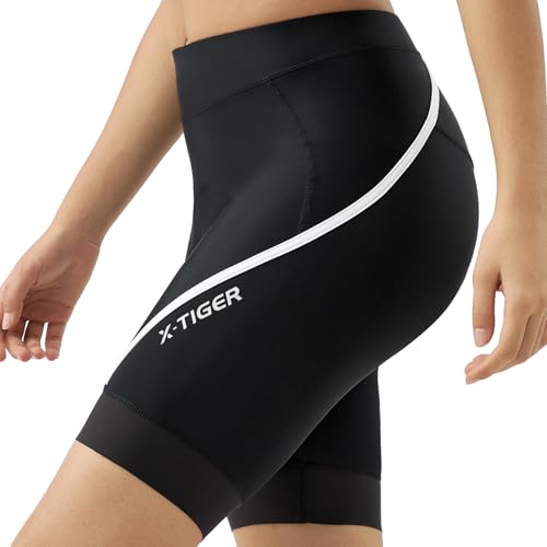 Xtiger X-TIGER Padded Bike Shorts Women Cycling Shorts Padding Riding Biking Shorts Zipper Pockets Black - Image 2