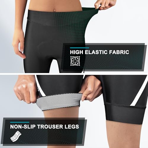Xtiger X-TIGER Padded Bike Shorts Women Cycling Shorts Padding Riding Biking Shorts Zipper Pockets Black - Image 4